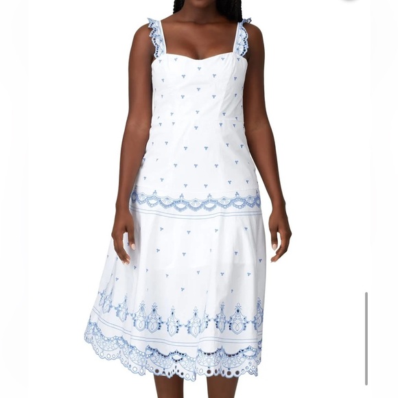 Jonathan Simkhai Eyelet Embroidered Bustier Midi Dress - Picture 1 of 15